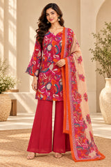 Floriva Pink || Floral Printed Kurta Palazzo Set with Dupatta