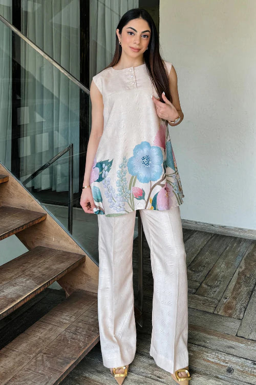 Ivory Bloom Handblock Kurta Set