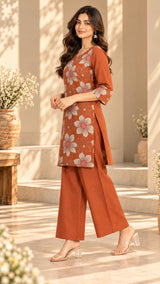 Rivayat Rust || Floral Printed Kurta Palazzo Set