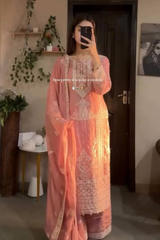 Step out in elegance with this stunning 3-piece ensemble — a perfect fusion