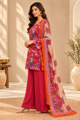 Floriva Pink || Floral Printed Kurta Palazzo Set with Dupatta