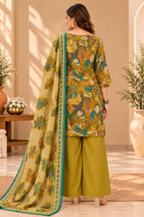 Floriva Olive || Floral Printed Kurta Palazzo Set with Dupatta
