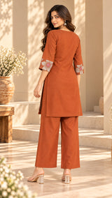 Rivayat Rust || Floral Printed Kurta Palazzo Set
