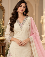 Hans Wala Safayd – Premium Embroidered Satin Suit Set