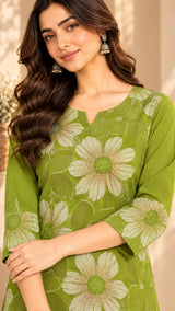 Rivayat Green || Floral Printed Kurta Palazzo Set