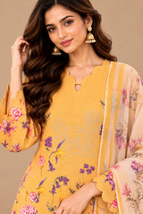 Yellow Garden || Floral Printed Kurta Palazzo Set with Dupatta