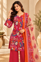Floriva Pink || Floral Printed Kurta Palazzo Set with Dupatta