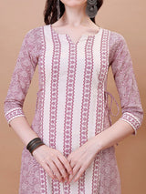 Designer Cotton Printed Kurta Set with Dupatta