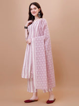 Designer Cotton Printed Kurta Set with Dupatta