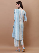Designer Cotton Printed Kurta Set with Dupatta
