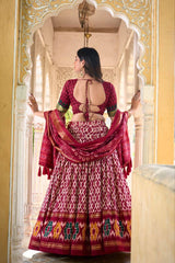 Tussar Silk Lehenga Set with Ikkat Patola Print & Foil Work – A Timeless Masterpiece