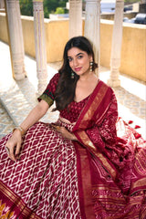 Tussar Silk Lehenga Set with Ikkat Patola Print & Foil Work – A Timeless Masterpiece