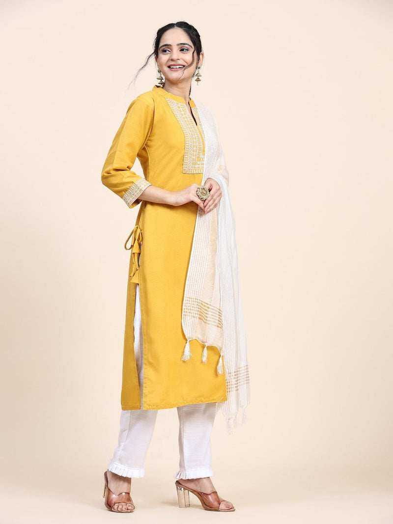 Designer Muslin Cotton Kurta Suit Set