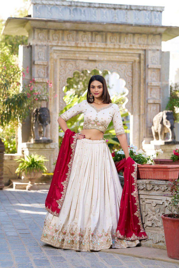 Elegant Vichitra Silk Lehenga Set with Exquisite Embroidery