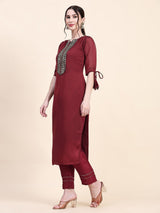 This stunning Designer Kurta Bottom Set in maroon