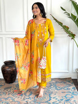 Designer Viscose Chanderi Kurta Suit Set with Premium Embroidery