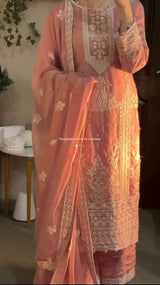 EXCLUSIVE 3 PIECE PLAZZO PAIR WITH DUPATTA IN SEQUENCE EMBROIDERY WORK