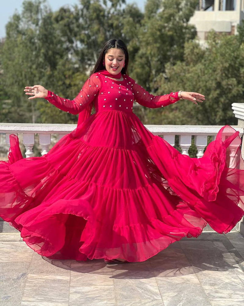 Step into elegance with this Exclusive 2-Piece Gown and Dupatta Set