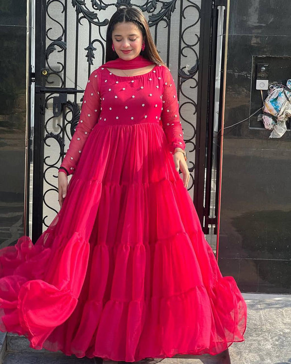 Step into elegance with this Exclusive 2-Piece Gown and Dupatta Set