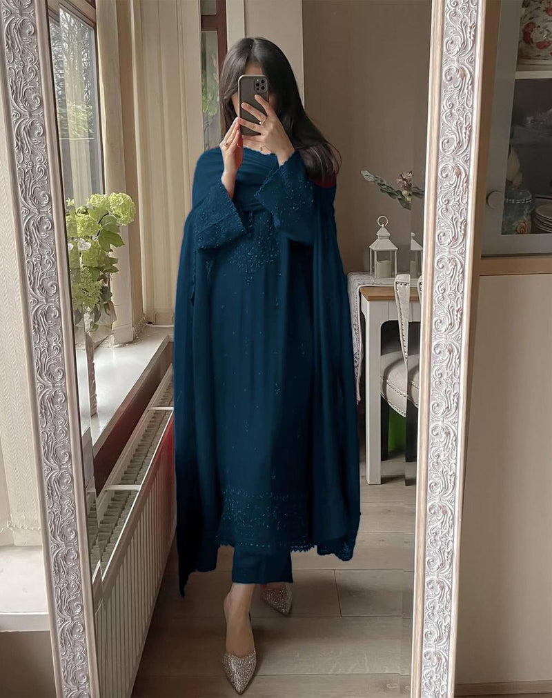 Step into timeless elegance with this Exclusive 3-Piece Plazzo Set