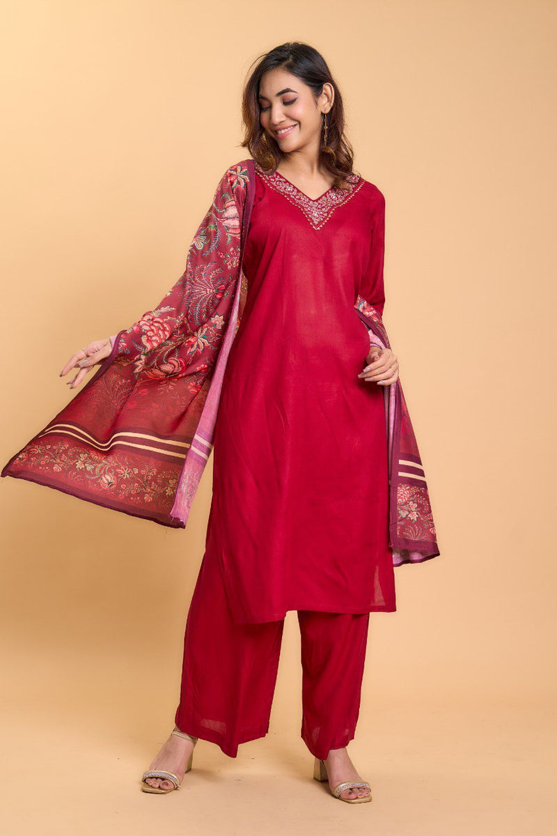 Designer Rayon Kurta Set with Embroidery