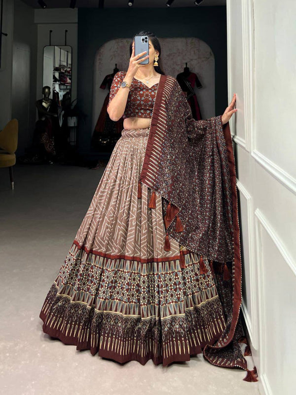 Handcrafted traditions with this Tussar Silk Lehenga Set