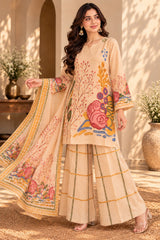 Creaminess || Cream Floral Printed Kurta Palazzo Set with Dupatta