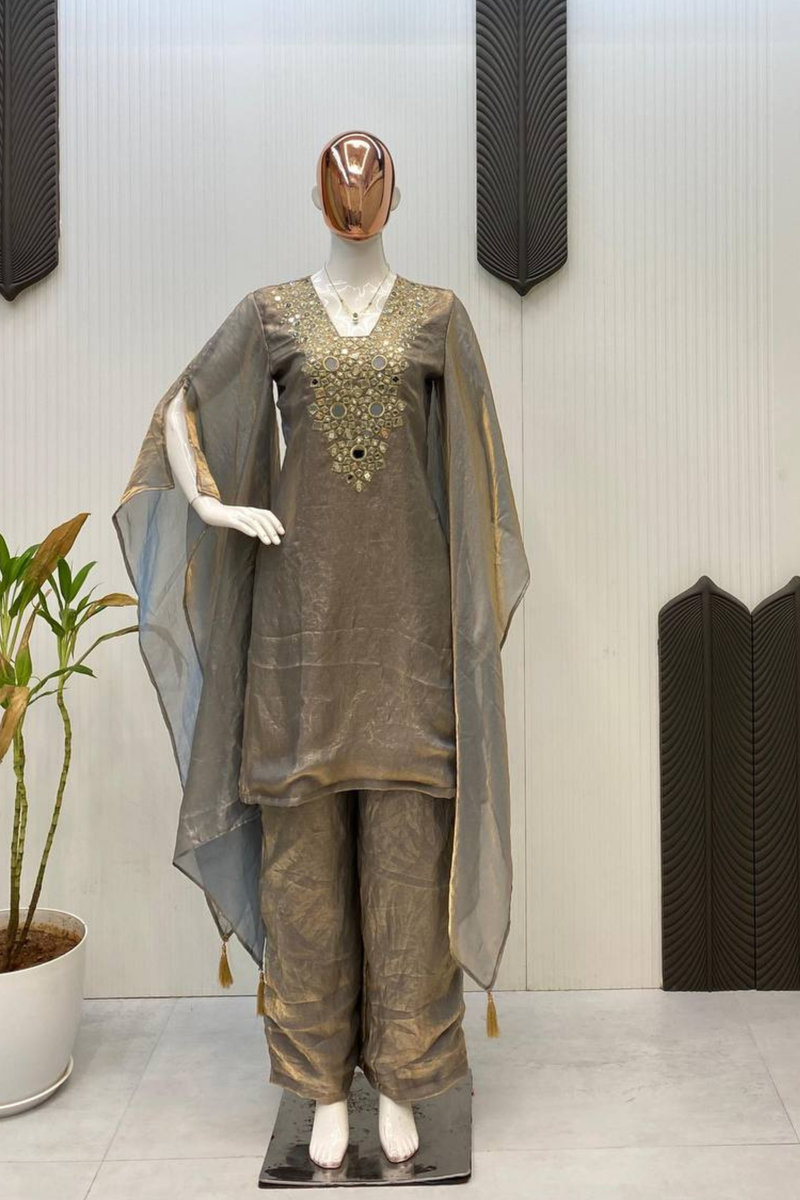 DESIGNER WEAR EXCLUSIVE SUIT SET WITH REAL MIRROR WORK ✨