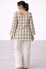 Beige Floral Printed Straight Kurti