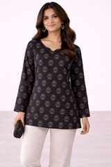 Black Floral Printed Kurti