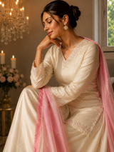 Hans Wala Safayd – Premium Embroidered Satin Suit Set