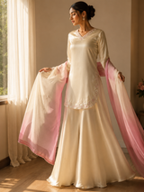 Hans Wala Safayd – Premium Embroidered Satin Suit Set