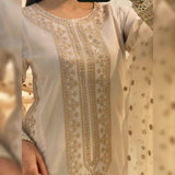 Desirable Roman Silk Sequence Embroidered Suit Set