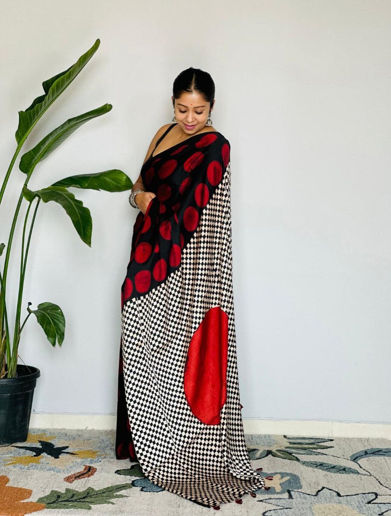 Nayab Ajrakh Latkan Silk Saree