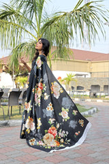 Luxe Floral Satin Saree – Bold, Elegant & Absolutely Stunning