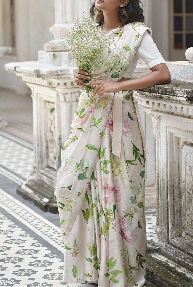 Pearl Blossom Designer Saree