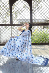 Blue Blossom Floral Saree