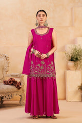 Wine Pink Beats Work Chinnon Kurta Palazzo Set