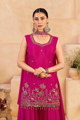 Wine Pink Beats Work Chinnon Kurta Palazzo Set