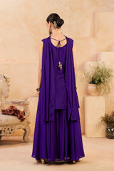 Royal Purple Beats Work Chinnon Kurta Palazzo Set
