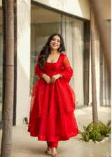 Royal Scarlet Anarkali Set