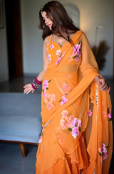 Saffron Petal Elegance Saree