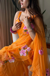 Saffron Petal Elegance Saree