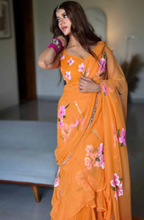 Saffron Petal Elegance Saree