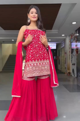 Unveil your festive charm with our exclusive 3-piece Sharara Set