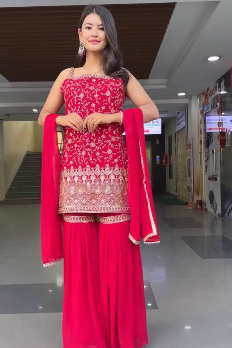 Unveil your festive charm with our exclusive 3-piece Sharara Set