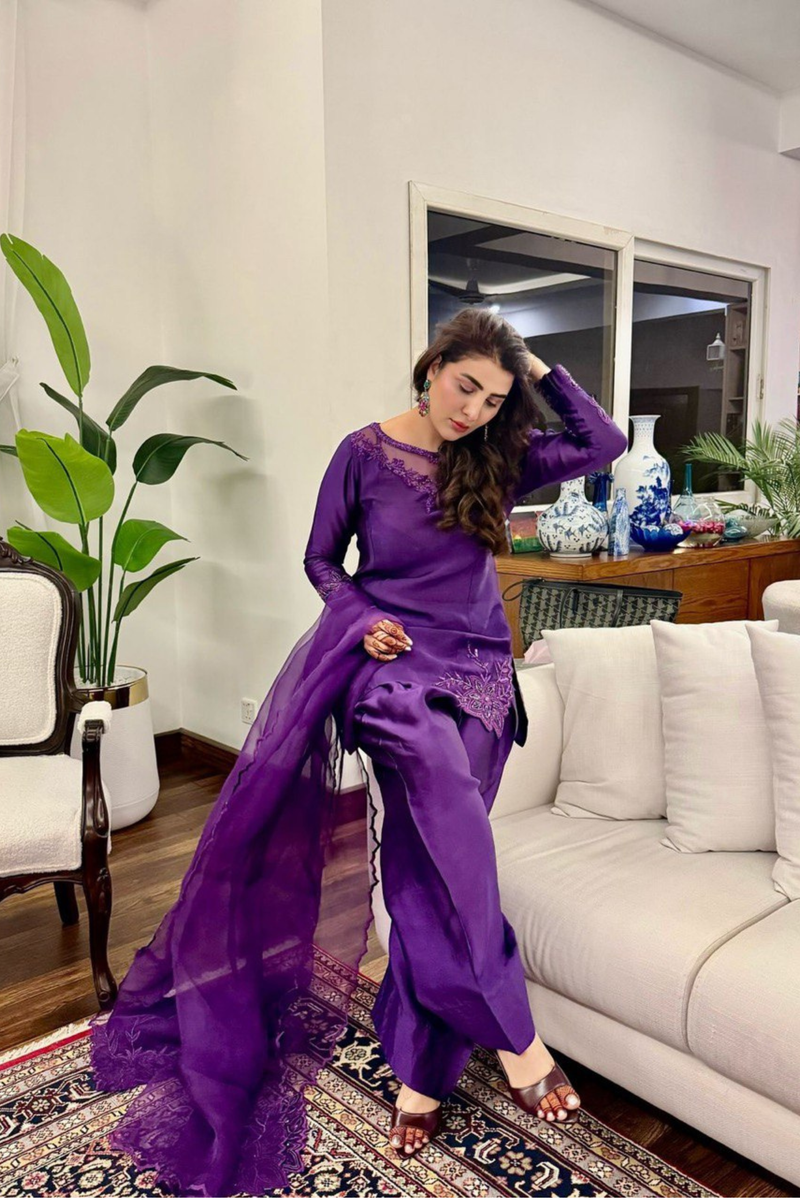 Redefine ethnic elegance with our exclusive 3-piece Farshi Salwar Set