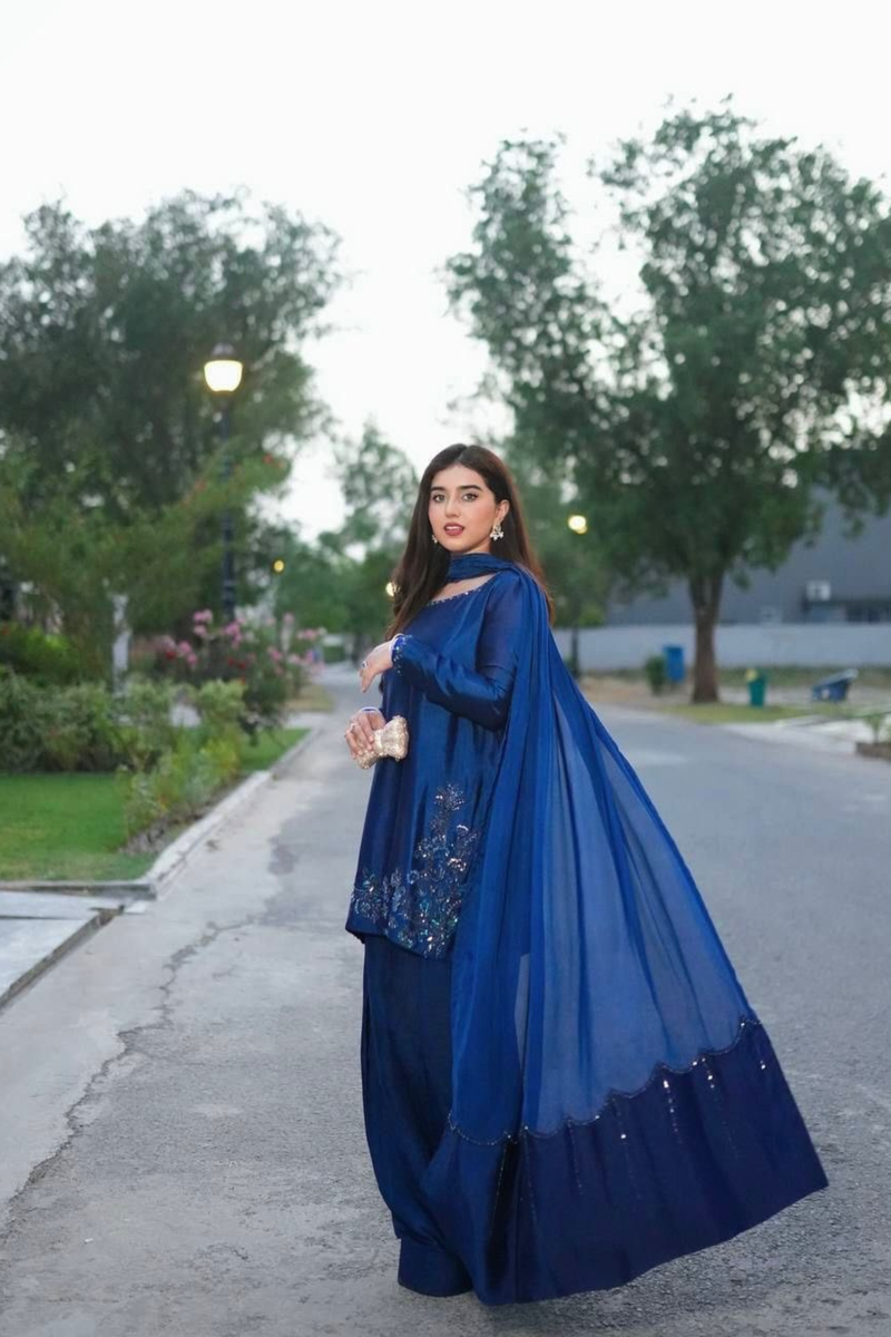 Step into graceful sophistication with our latest Farshi Suit Set