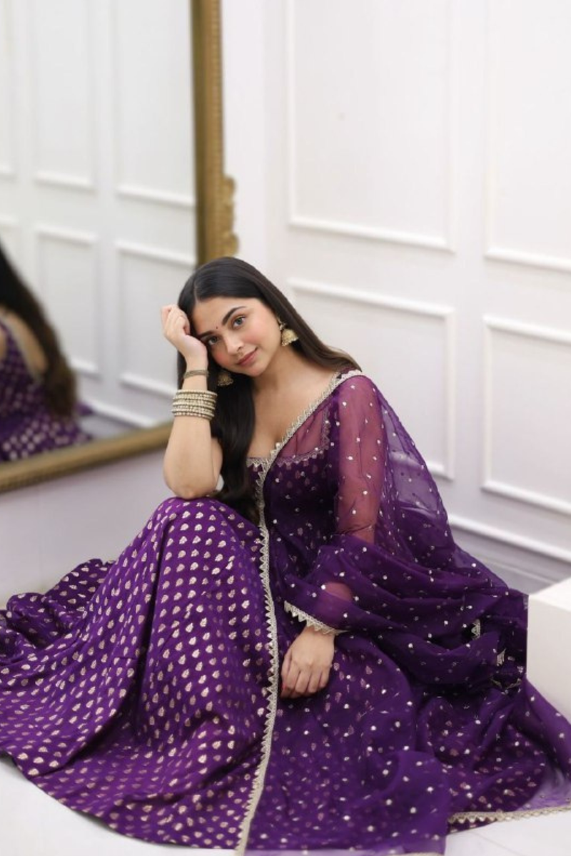 Step into timeless elegance with this luxurious 3-piece designer ensemble