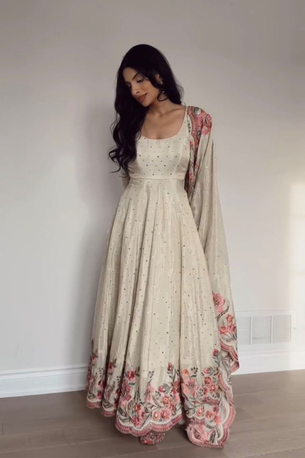 Step into sheer elegance with this luxurious 3-piece Chinon Silk Suit Set